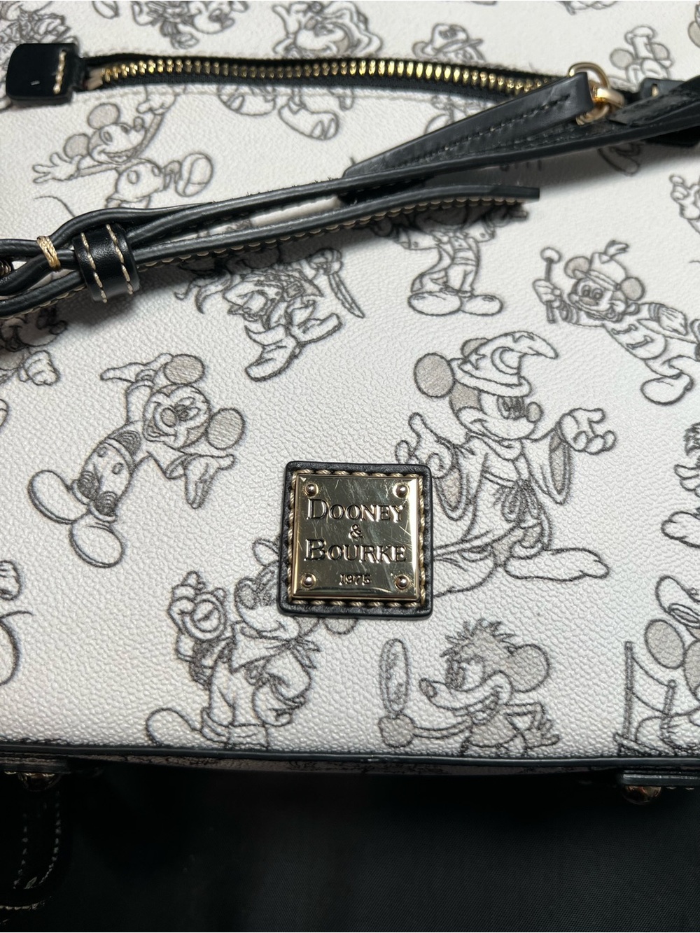 Dooney & Bourke Disney Mickey Mouse Sketch Letter Carrier Crossbody Bag White - Picture 4 of 5
